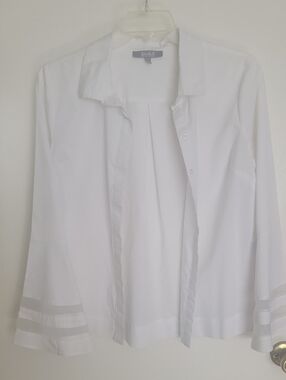 Marled White Button-Down Shirt with Stripe Cuffs